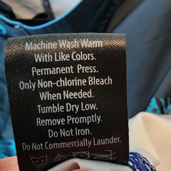 Burnside Men's Board Shorts Blue Tropical Ombre Drawstring Waist Swim Surf Short - Picture 6 of 9